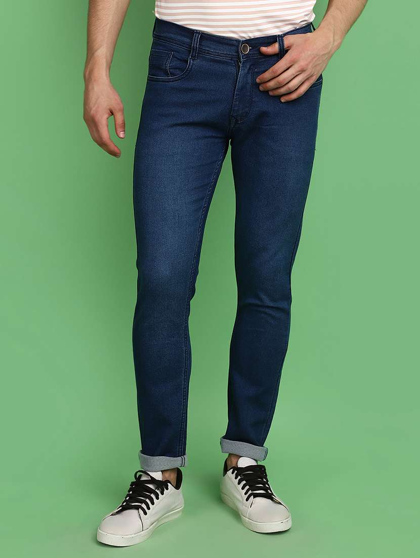 men mid rise plain jeans