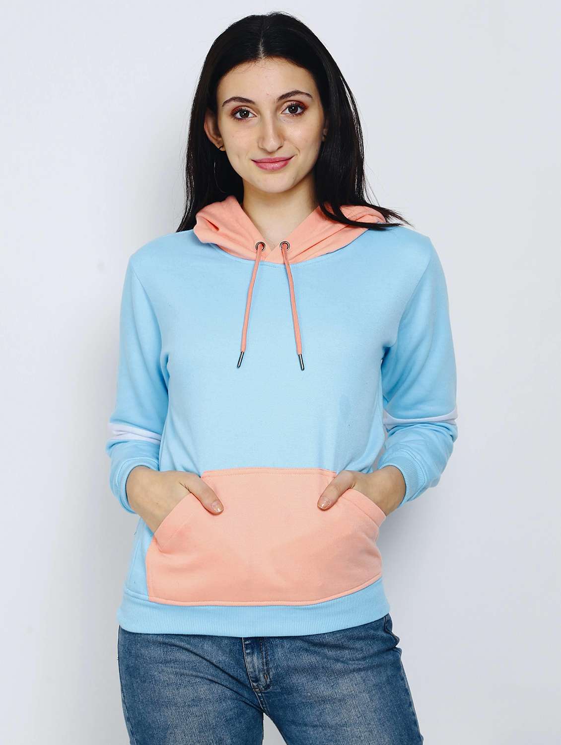 women color block long sleeve sweatshirt