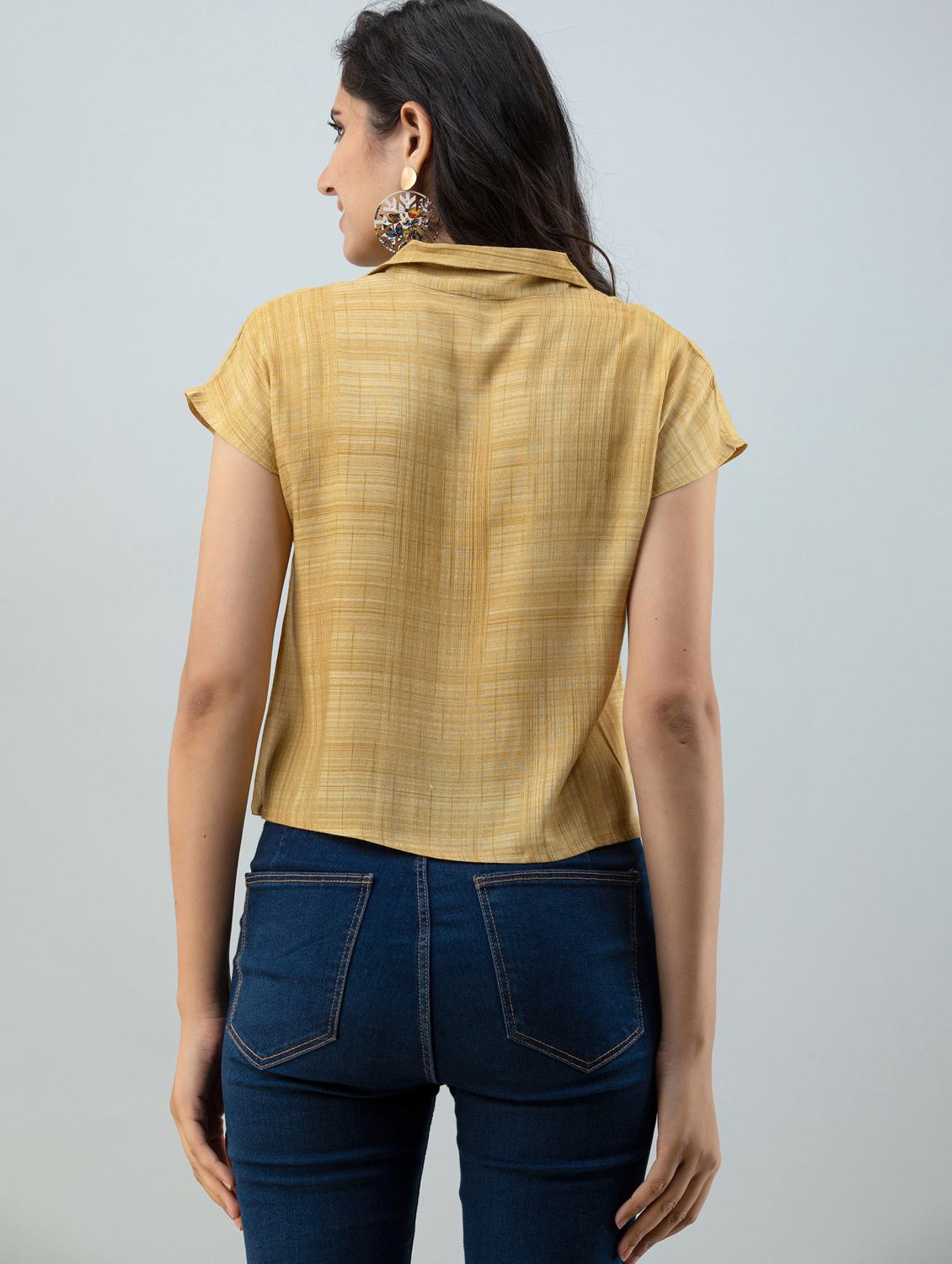 beige viscose crop top - 21016429 - Standard Image - 1