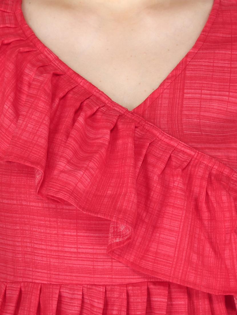 pink checked printed peplum top - 21016430 - Standard Image - 4