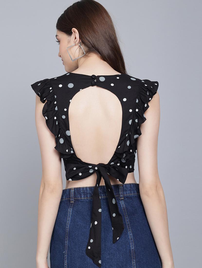 black viscose crop top - 21016448 - Standard Image - 4