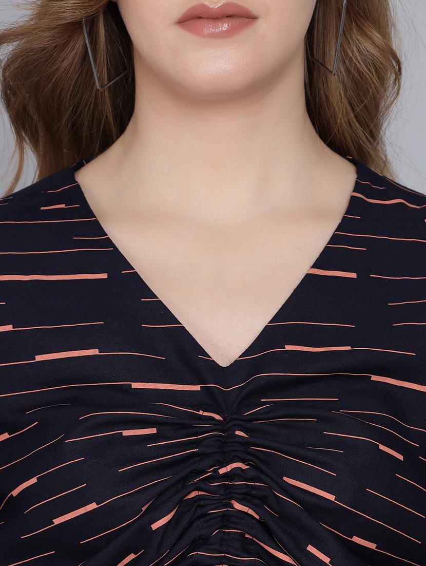 dark blue viscose crop top - 21016459 - Standard Image - 4
