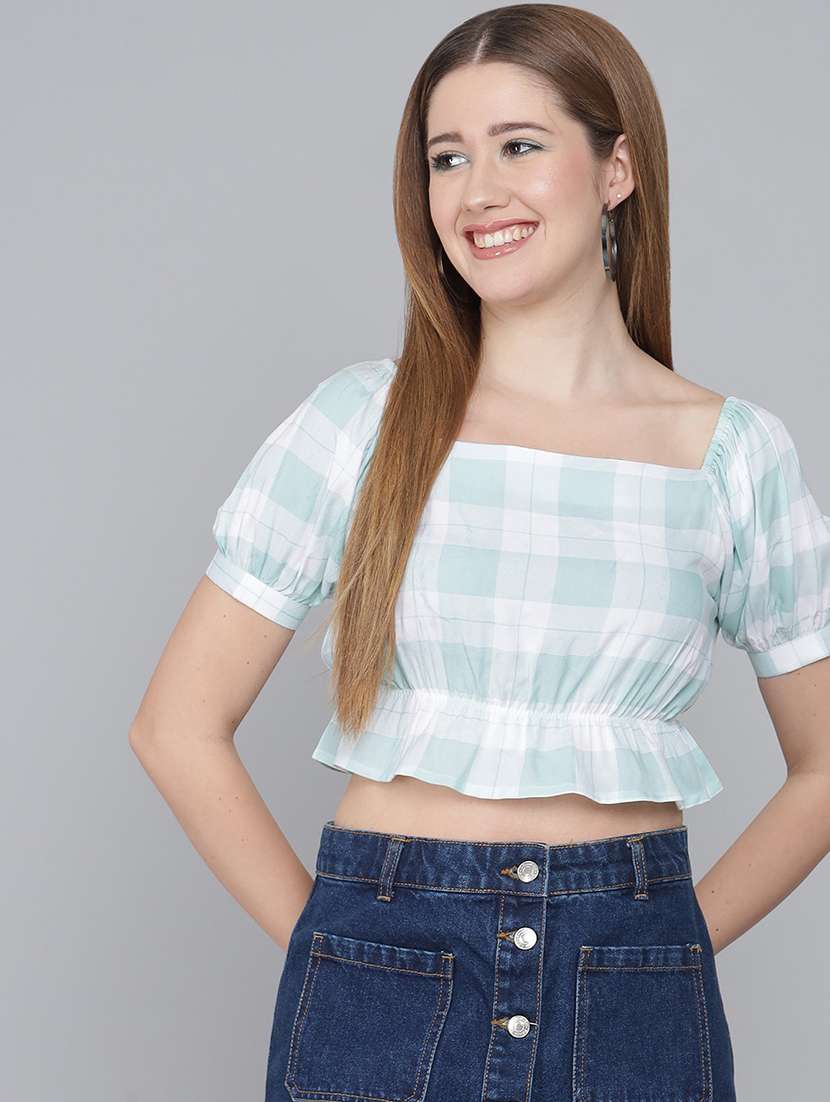 green viscose crop top