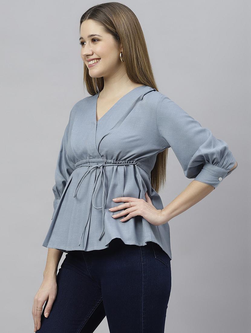 grey viscose solid top - 21016493 - Standard Image - 1