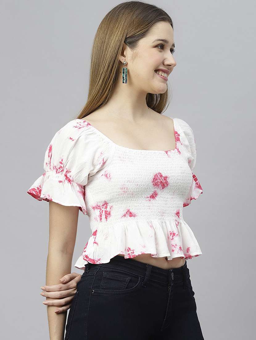white viscose crop top - 21016497 -  Standard Image - 1