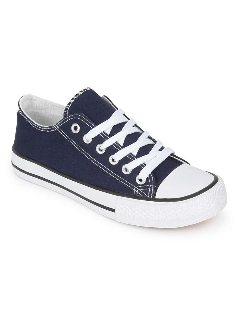 navy canvas laceup casual shoes - 21016580 -  Standard Image - 1
