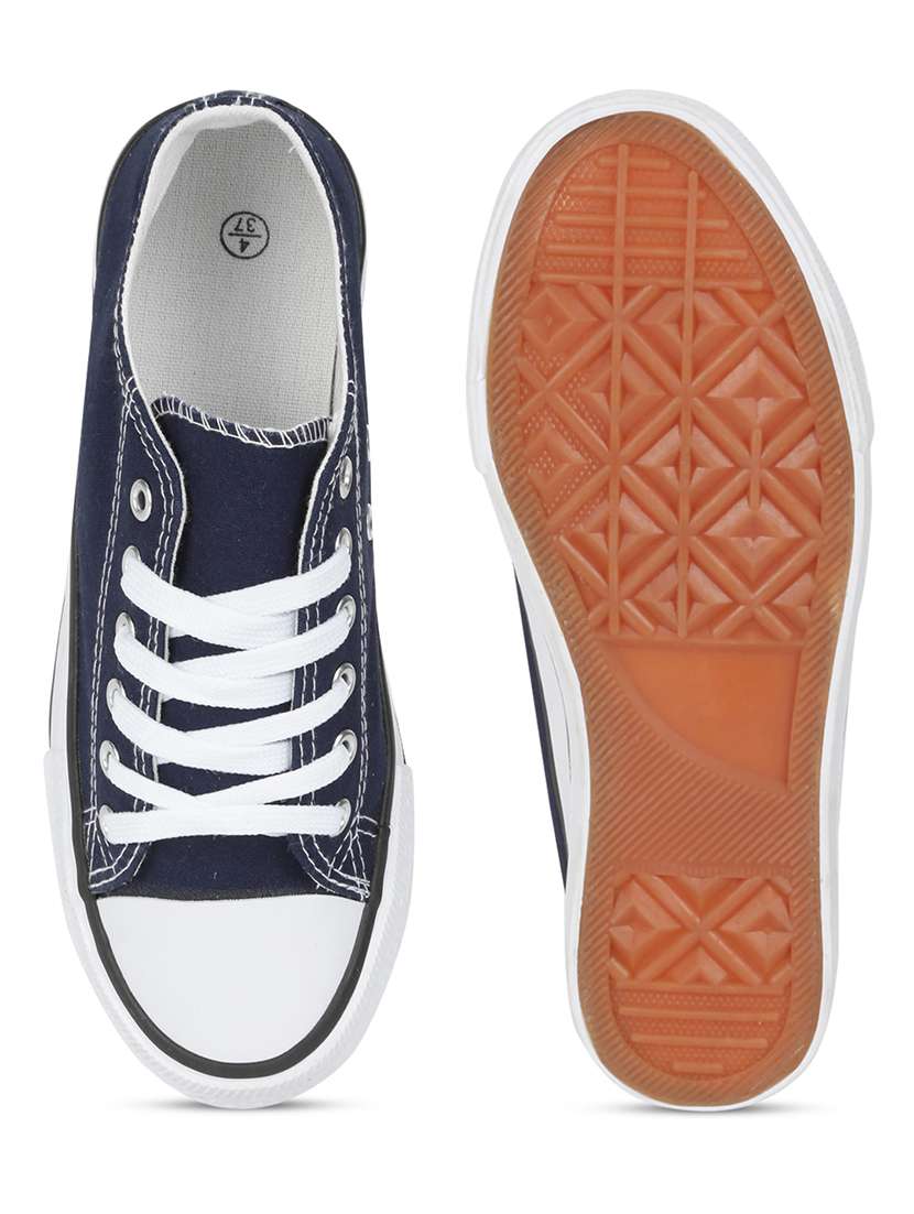 navy canvas laceup casual shoes - 21016580 -  Standard Image - 4