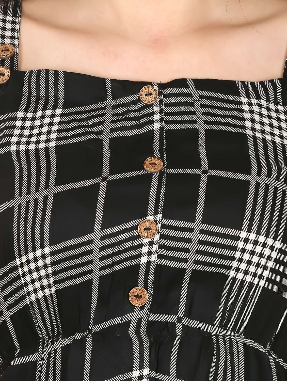 women sleeveless checks a-line dress - 21016639 -  Standard Image - 4