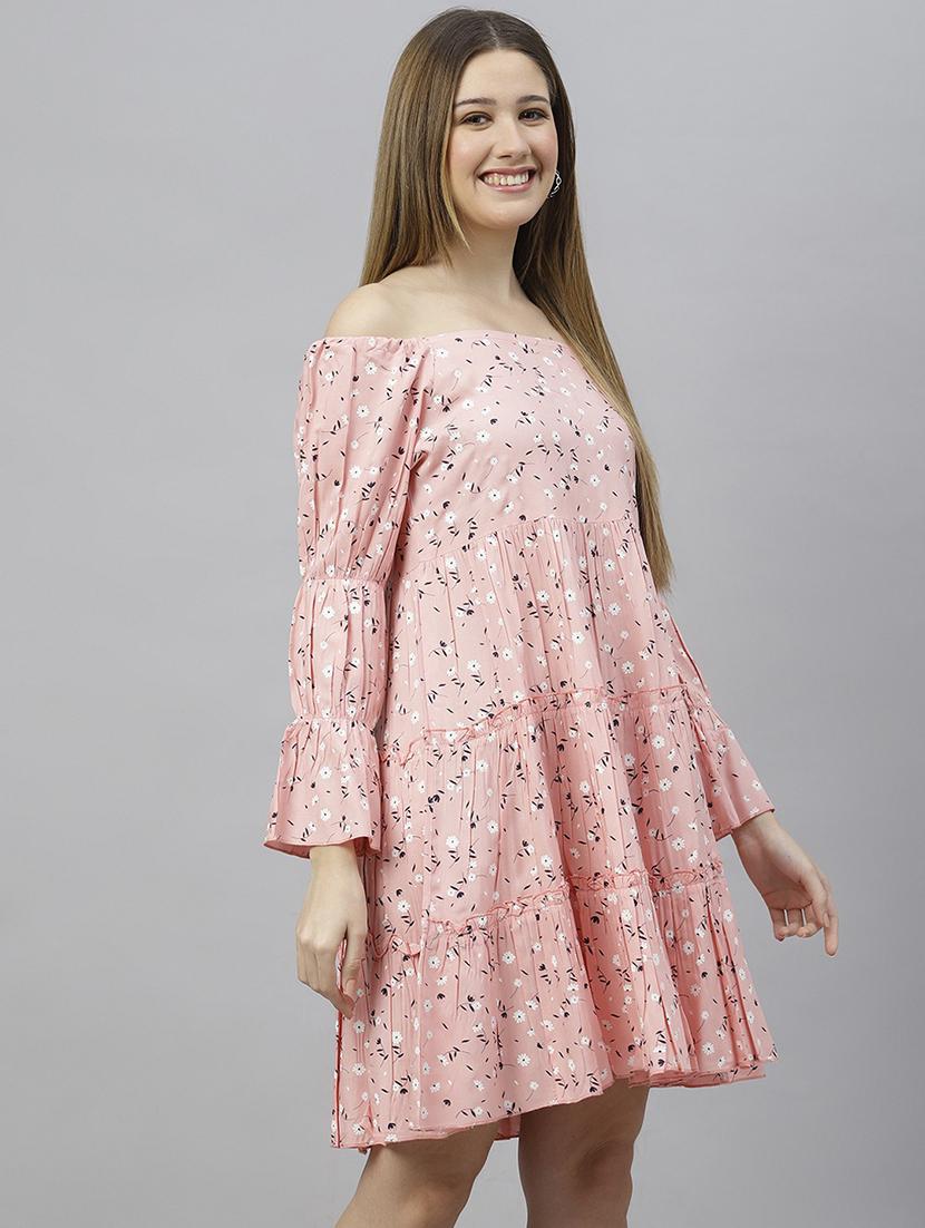 pink floral printed tiered detailed dress - 21016653 - Standard Image - 1