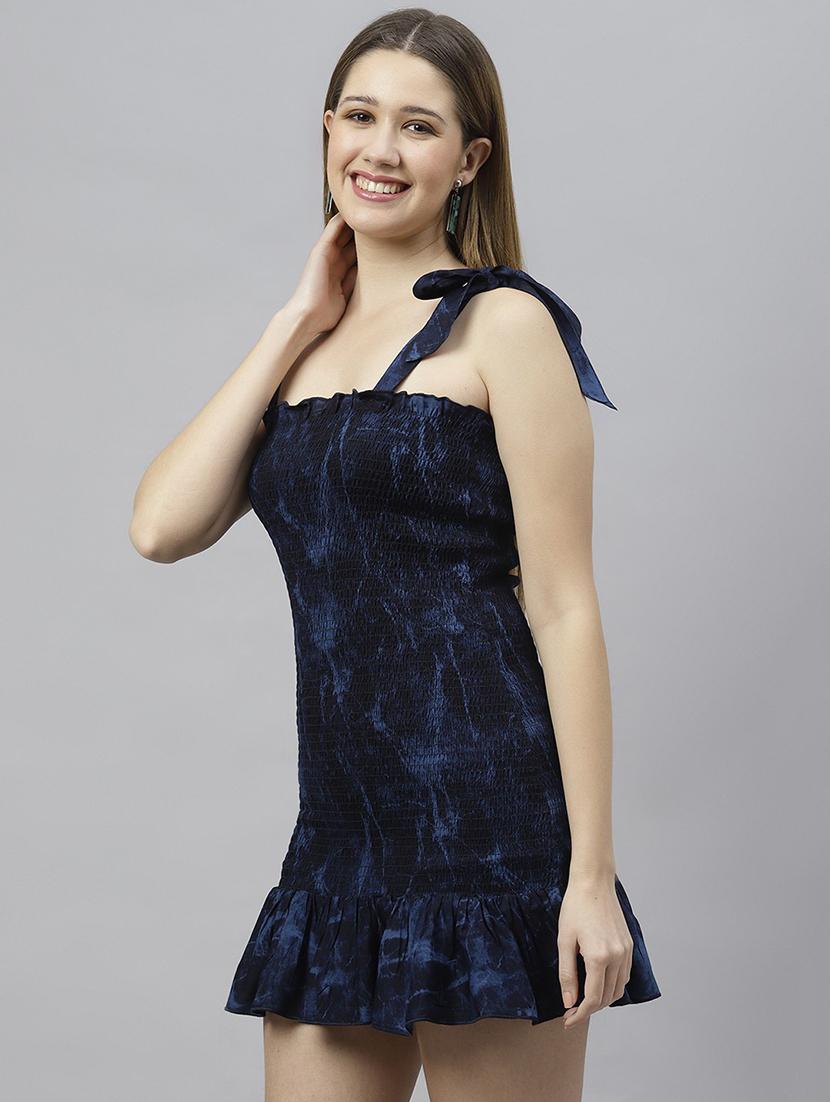 women blue tie & dye bodycon dress - 21016664 - Standard Image - 1