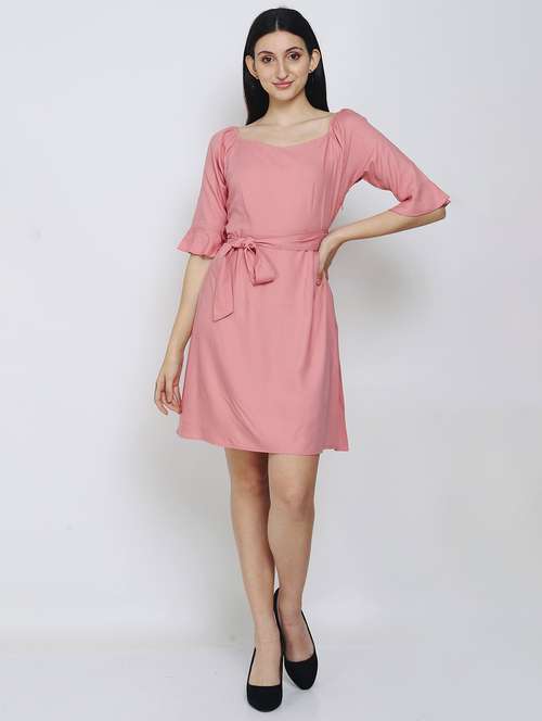 women pink solid a-line dress - 21016668 -  Standard Image - 0