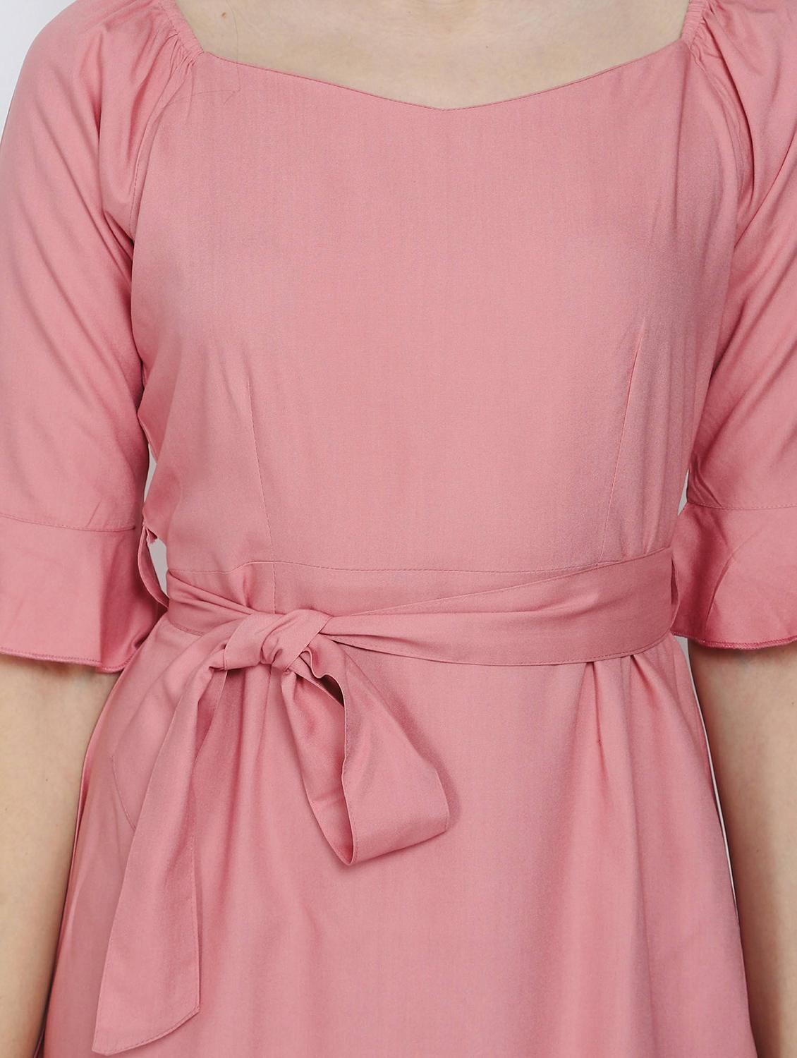 women pink solid a-line dress - 21016668 - Standard Image - 4