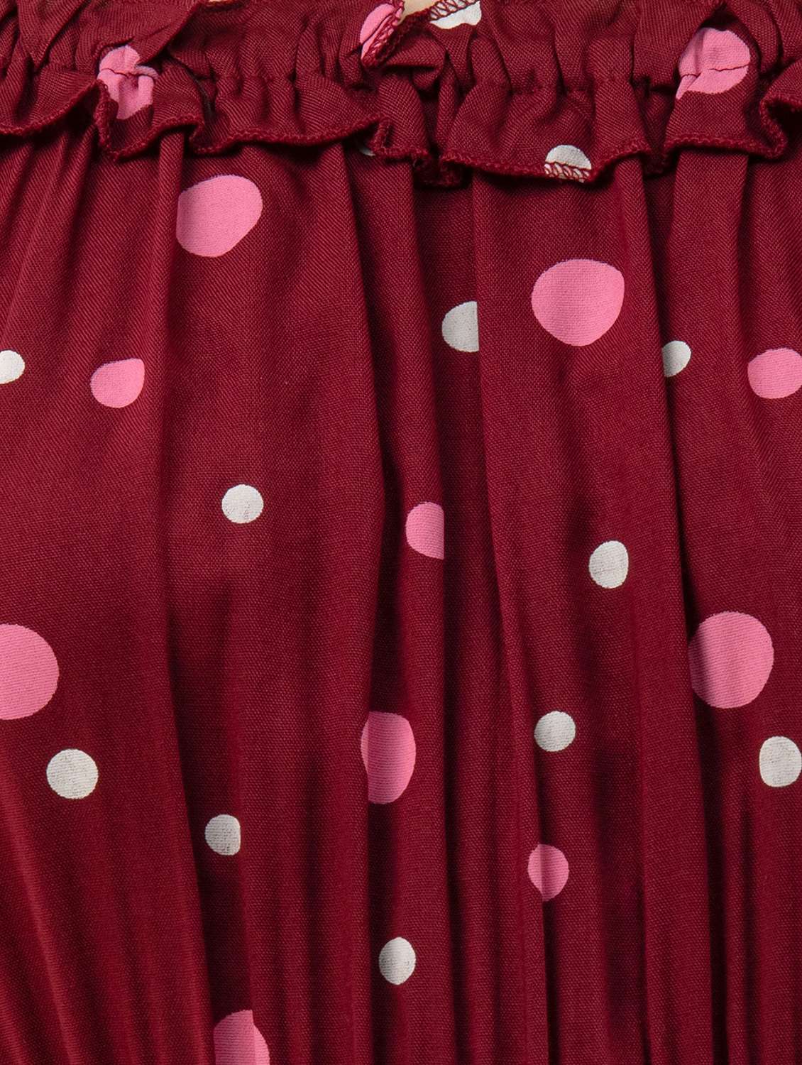 maroon printed high low detailed dress - 21016675 -  Standard Image - 4