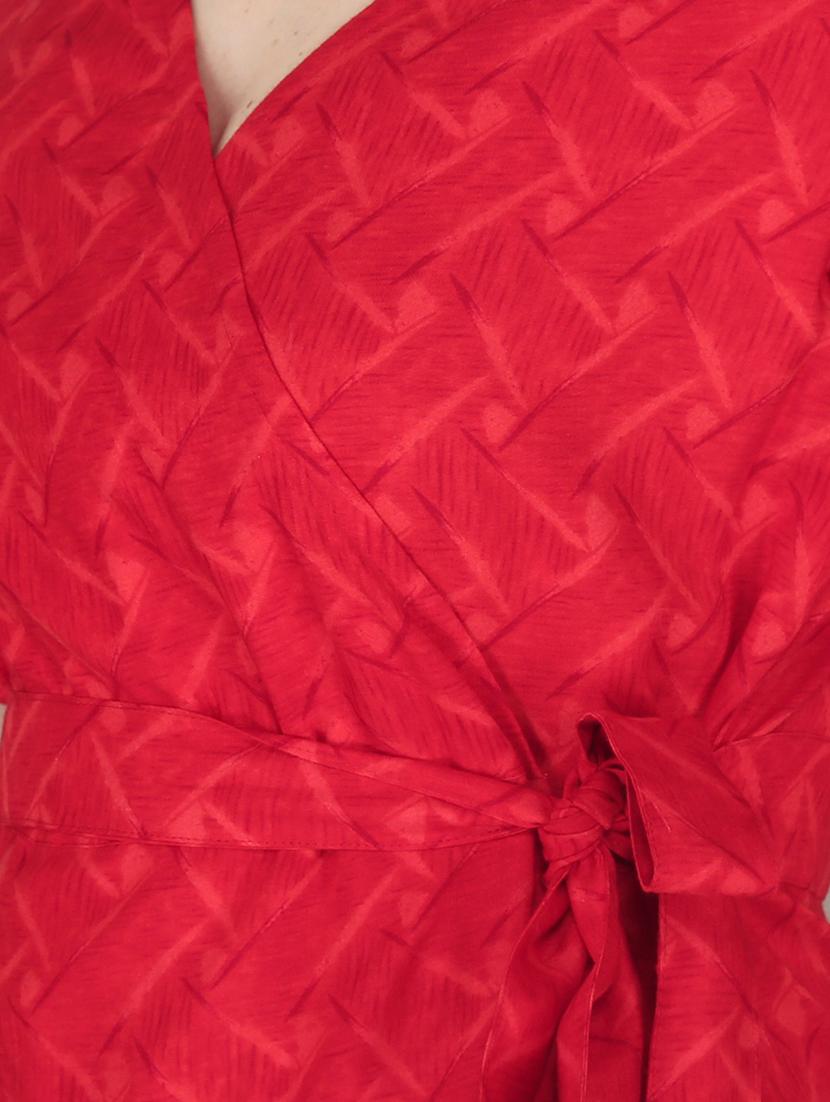 red printed detailed a-line midi dress - 21016678 - Standard Image - 4