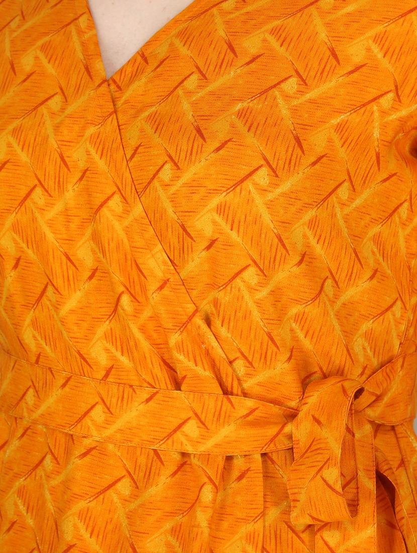 women orange printed a-line dress - 21016679 - Standard Image - 4