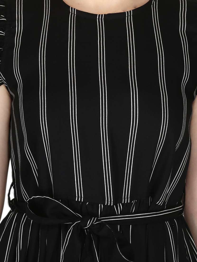black striped printed detailed midi dress - 21016682 - Standard Image - 4