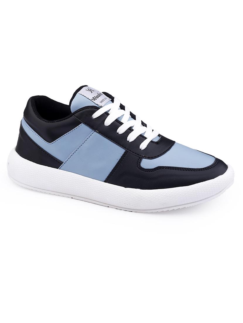 light blue pu lace up sneakers - 21016708 - Standard Image - 1