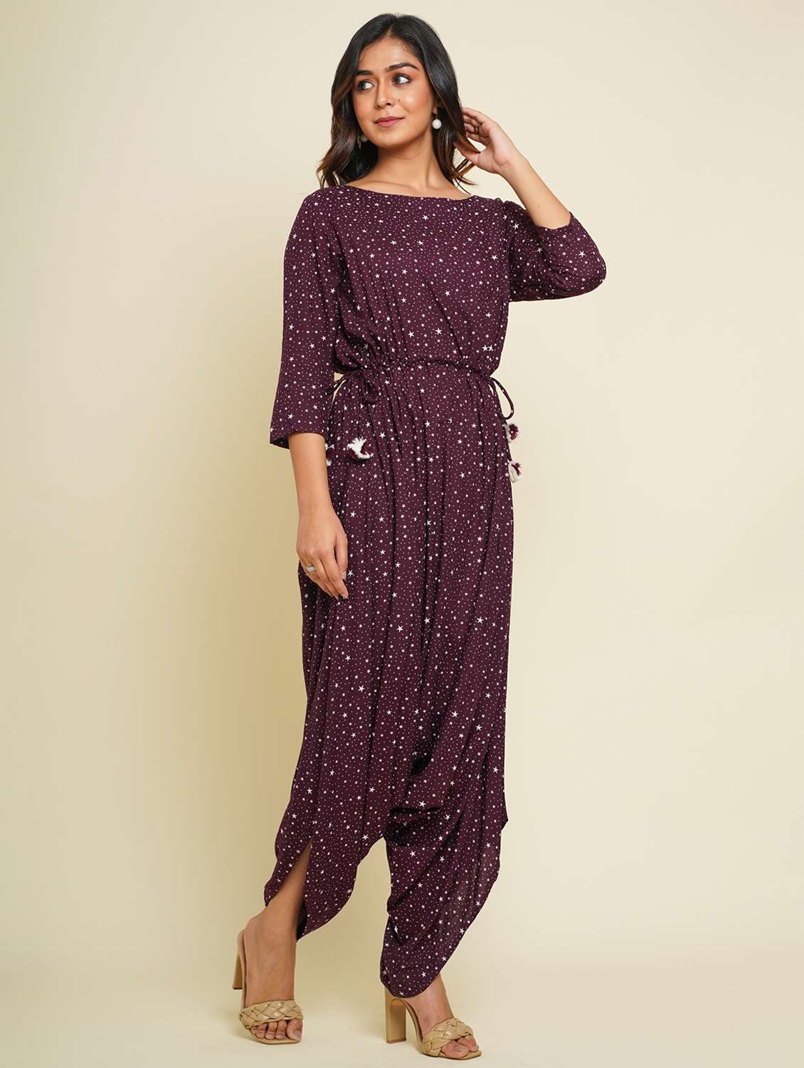 purple rayon full leg  jumpsuit - 21016735 -  Standard Image - 1