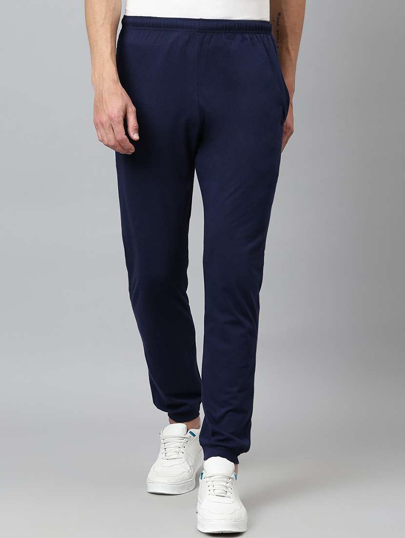 dark blue cotton blend joggers