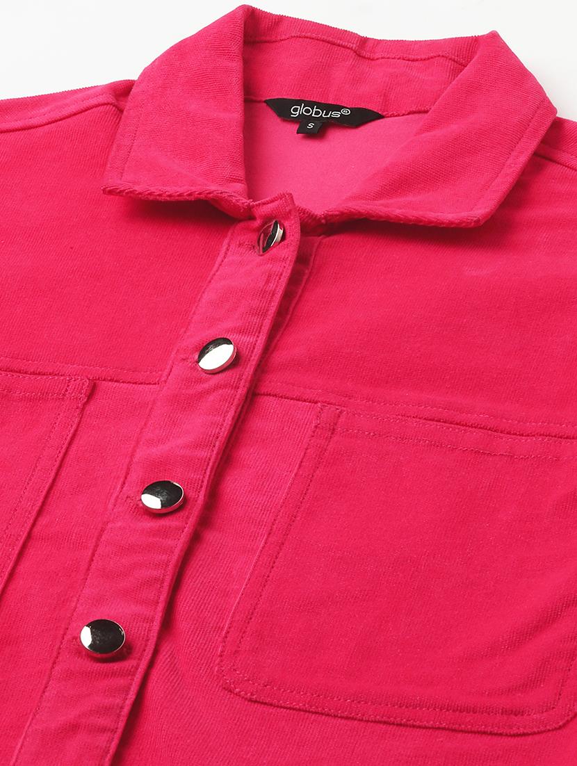 women pink solids long sleeves jacket - 21016978 - Standard Image - 4
