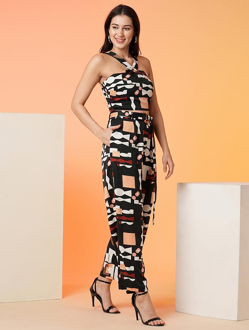 black polyester top and trouser co-ord set - 21016979 - Standard Image - 1