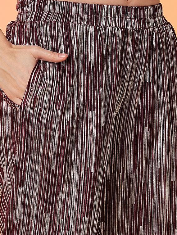 maroon polyester top and trouser co-ord set - 21016982 - Standard Image - 4