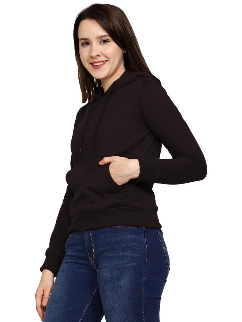 solid black hooded casual sweatshirt - 21017379 - Standard Image - 1
