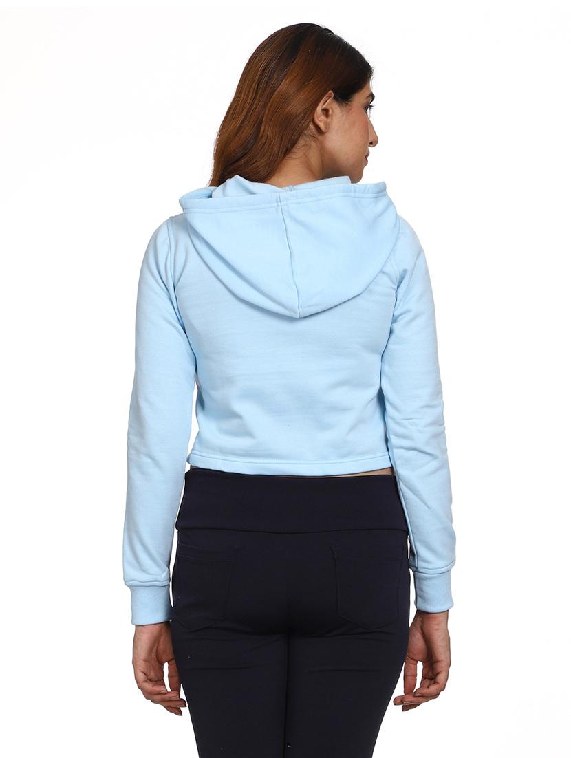 solid light blue hooded casual sweatshirt - 21017382 - Standard Image - 4