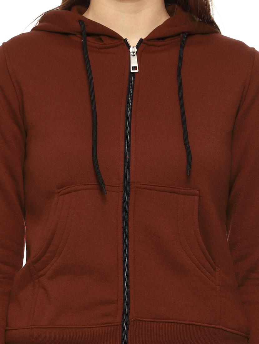 women solid long sleeve hooded sweatshirt - 21017384 - Standard Image - 4