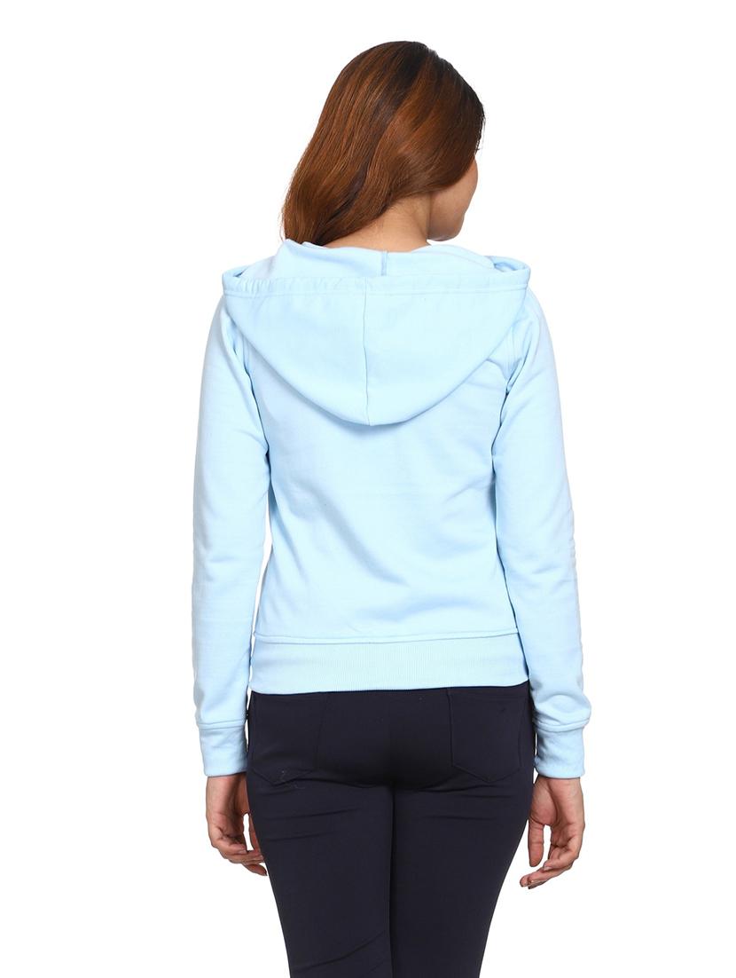 women solid long sleeve hooded sweatshirt - 21017386 -  Standard Image - 1