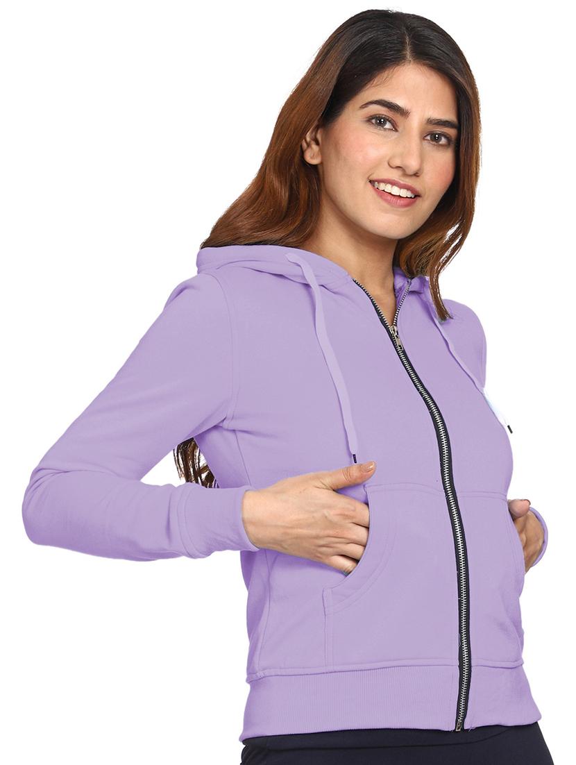 women solid long sleeve hooded sweatshirt - 21017389 - Standard Image - 1