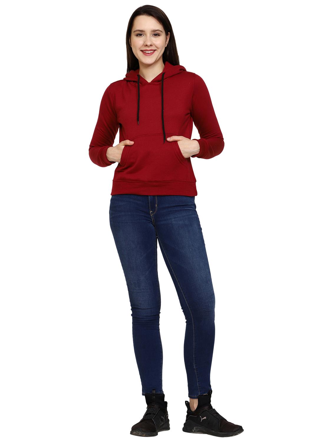 solid maroon casual hooded sweatshirt - 21017391 - Standard Image - 4