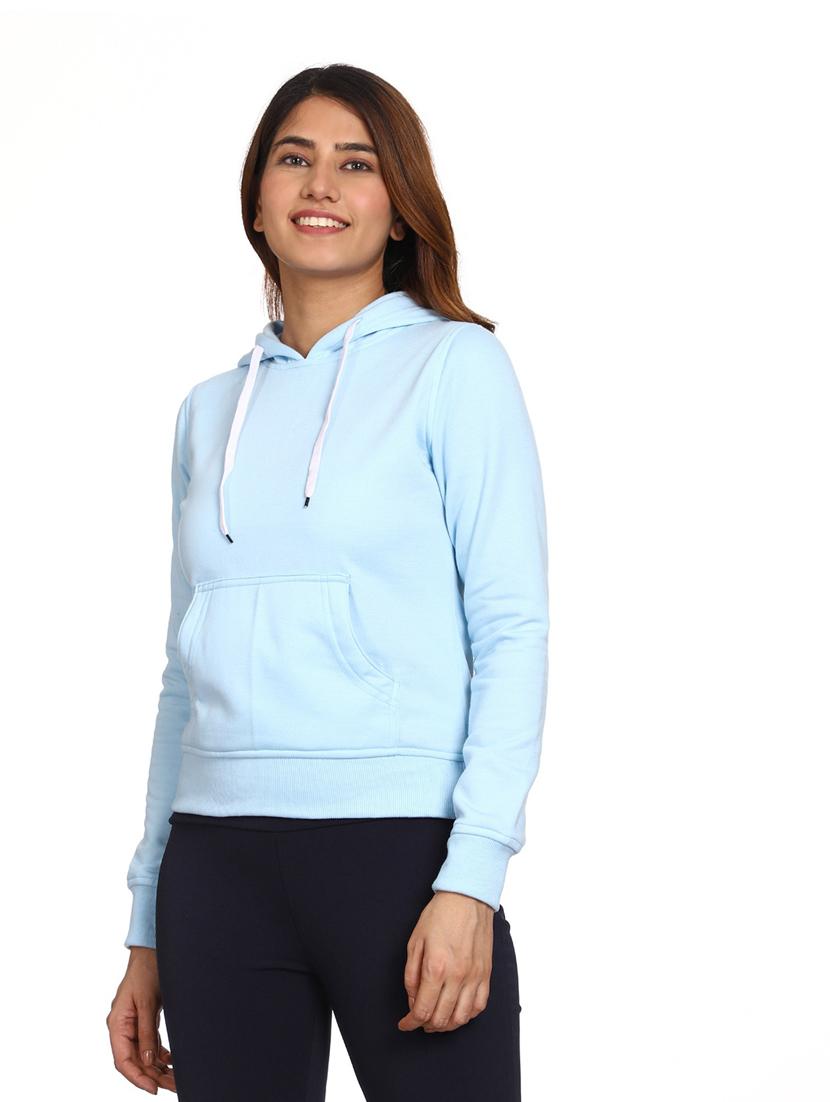 solid light blue hooded casual sweatshirt - 21017395 - Standard Image - 1