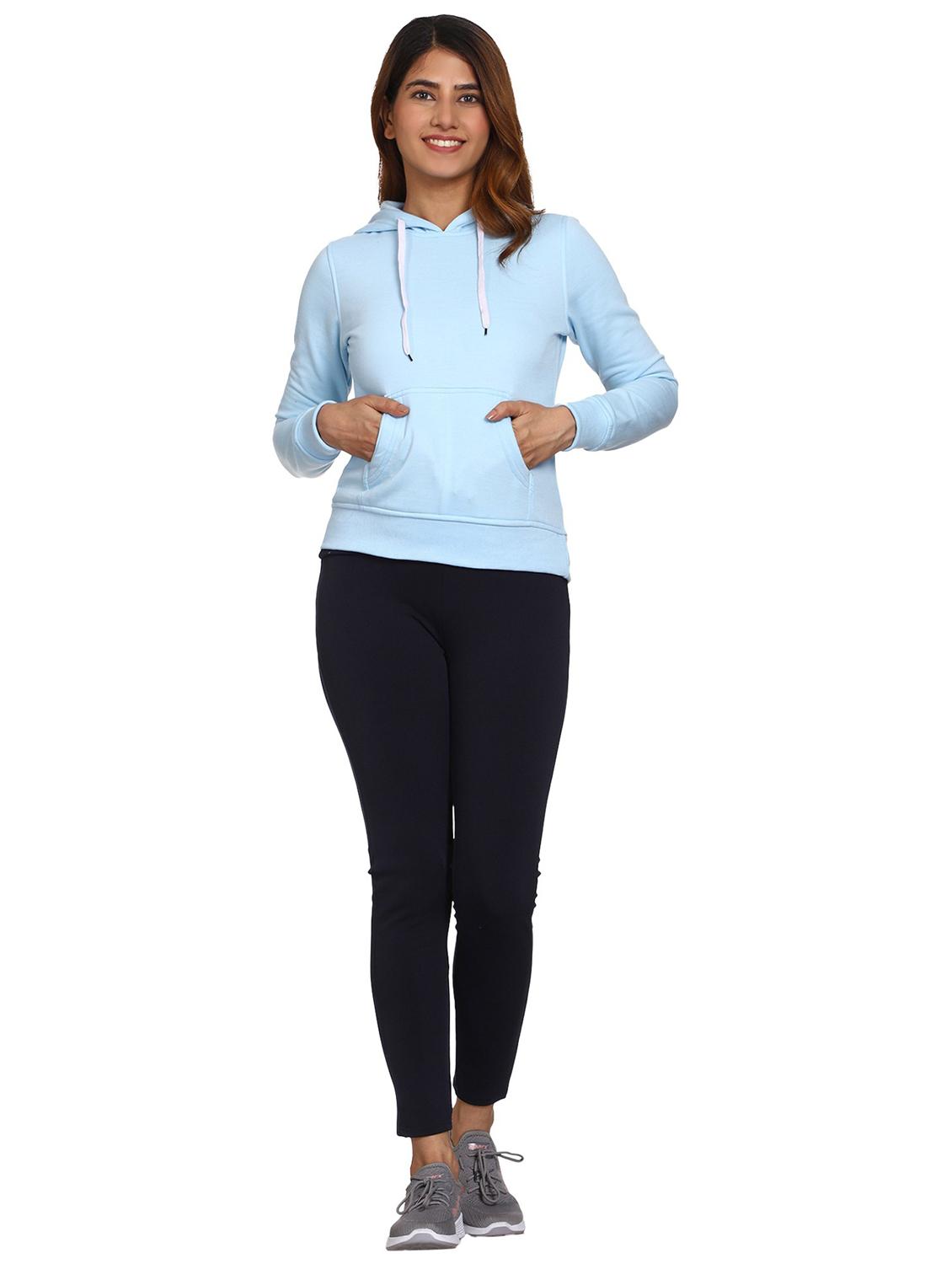 solid light blue hooded casual sweatshirt - 21017395 - Standard Image - 4