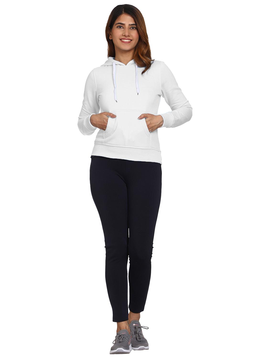 solid white hooded casual sweatshirt - 21017398 - Standard Image - 4