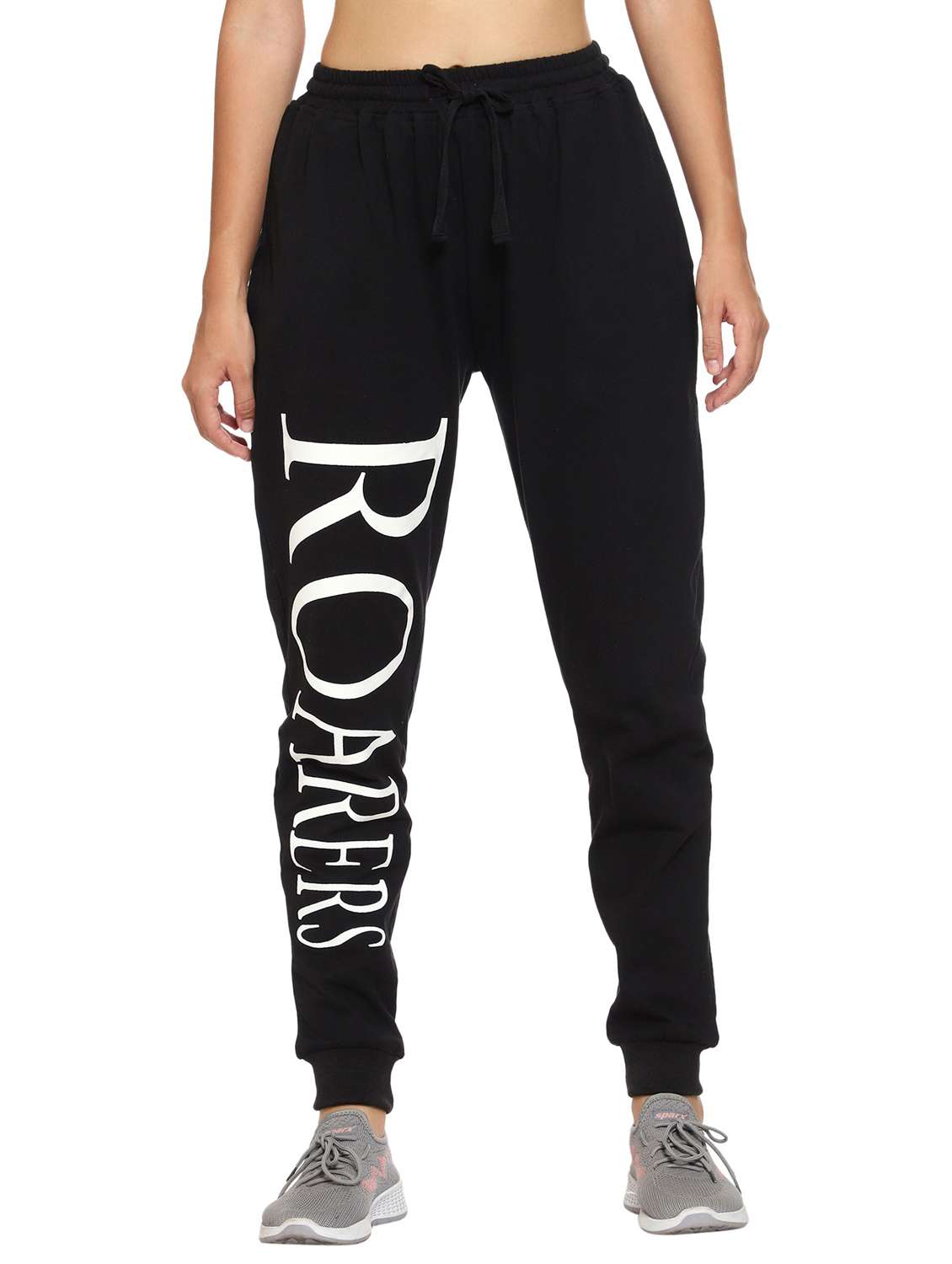 women black mid-rise typographic jogger - 21017474 -  Zoom Image - 0