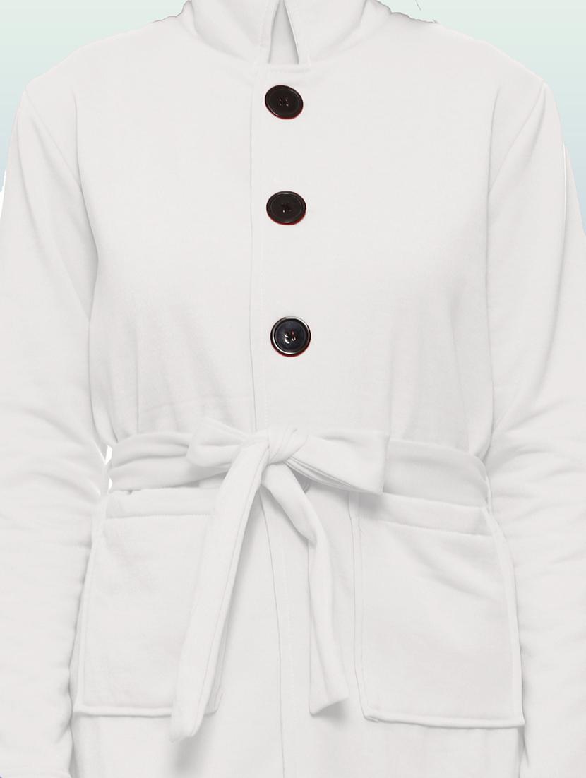 women solid stand collar long coat - 21017475 - Standard Image - 4