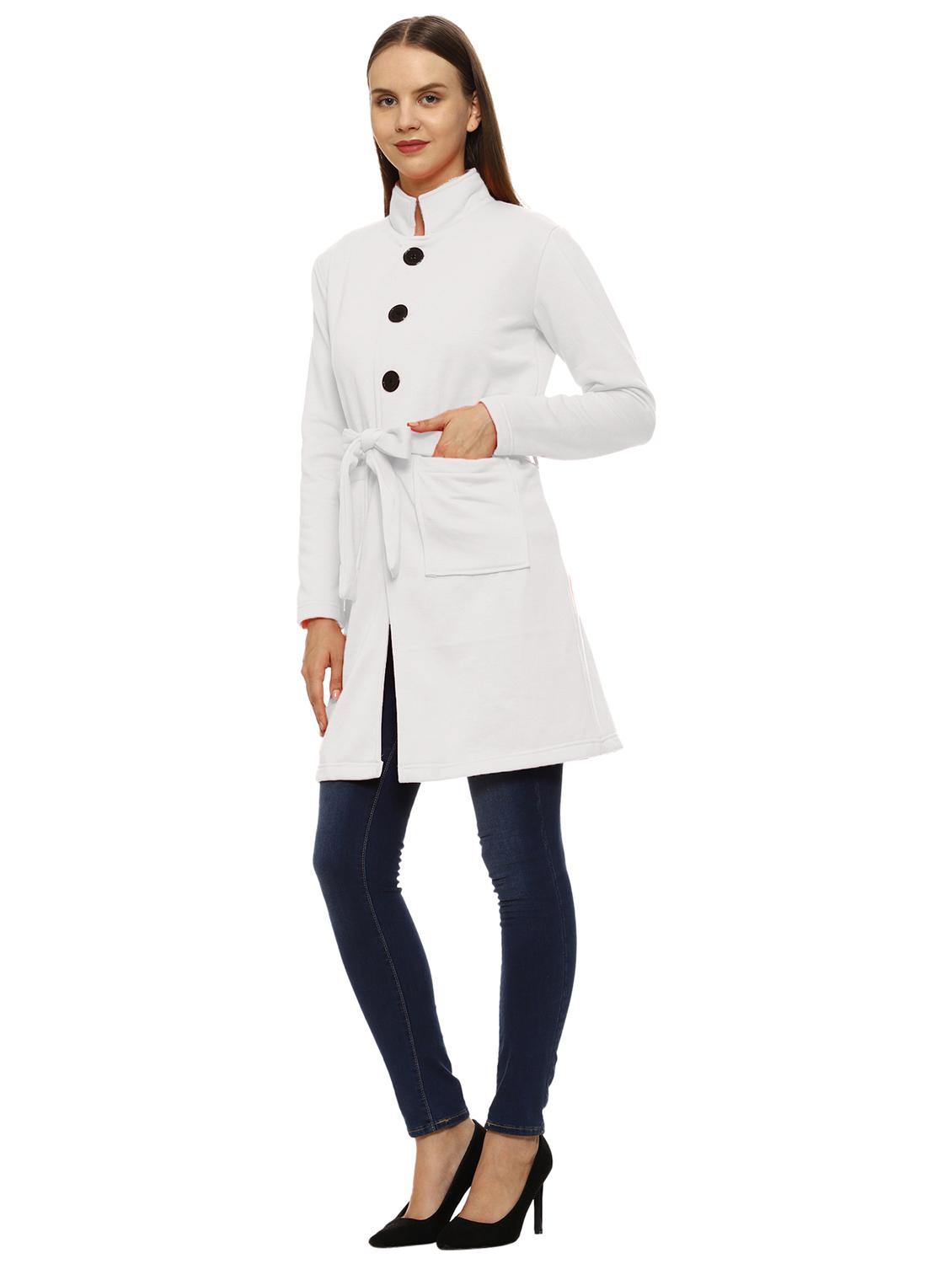 women solid stand collar long coat - 21017476 -  Standard Image - 1