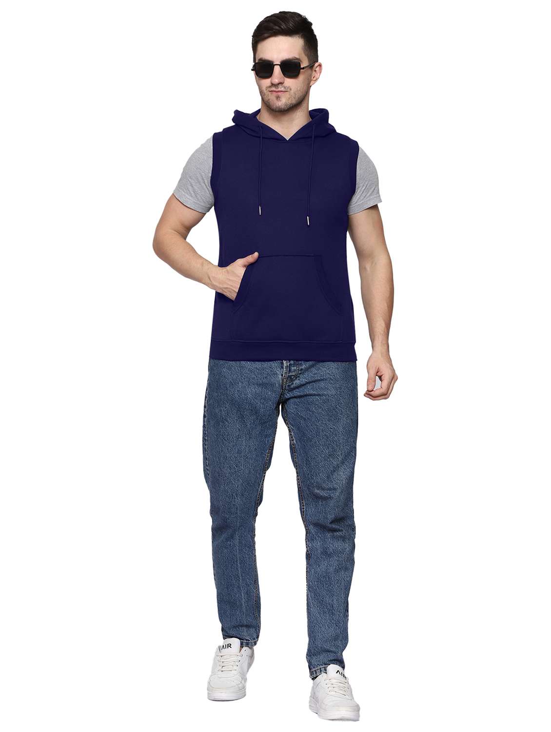 navy blue cotton blend plain sweatshirt - 21017544 - Standard Image - 4