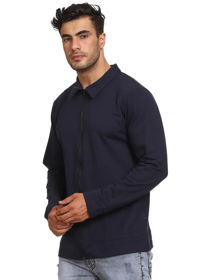 navy blue cotton blend plain sweatshirt - 21017551 - Standard Image - 1