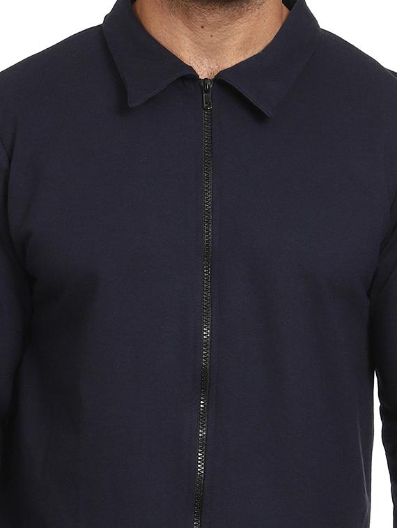 navy blue cotton blend plain sweatshirt - 21017551 - Standard Image - 4