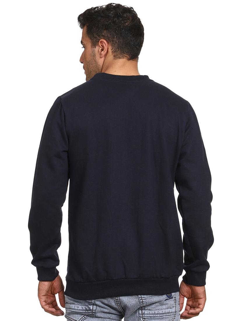 navy blue fleece front print sweatshirt - 21017552 - Standard Image - 1