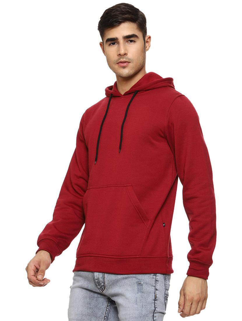 maroon fleece plain sweatshirt - 21017555 - Standard Image - 1