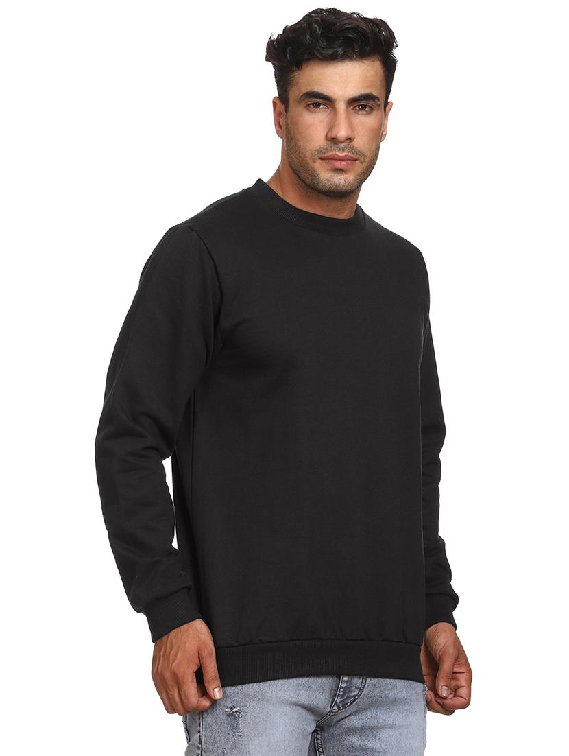 black cotton blend plain sweatshirt - 21017556 - Standard Image - 1