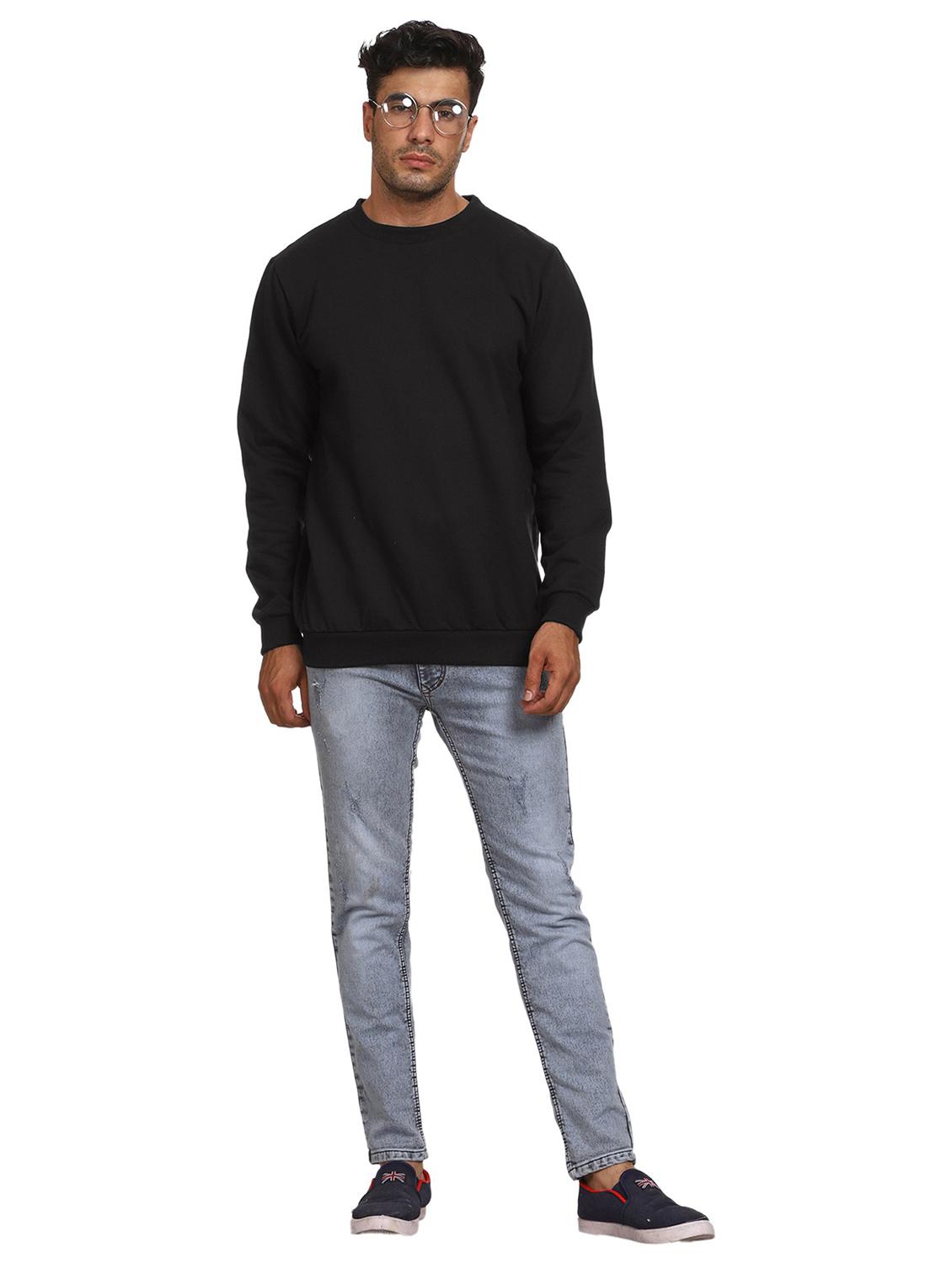 black cotton blend plain sweatshirt - 21017556 - Standard Image - 4