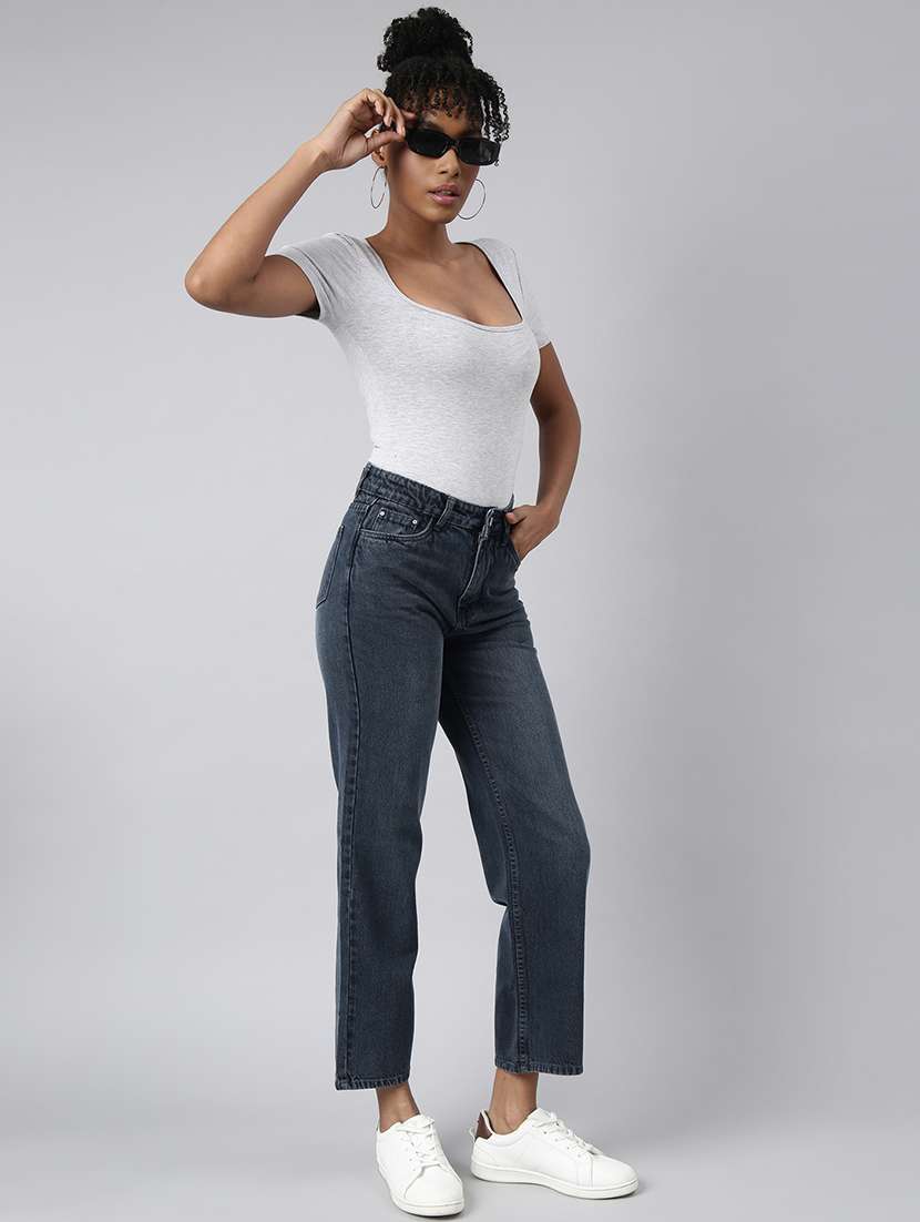 women high rise washed denim jeans - 21017895 -  Standard Image - 4