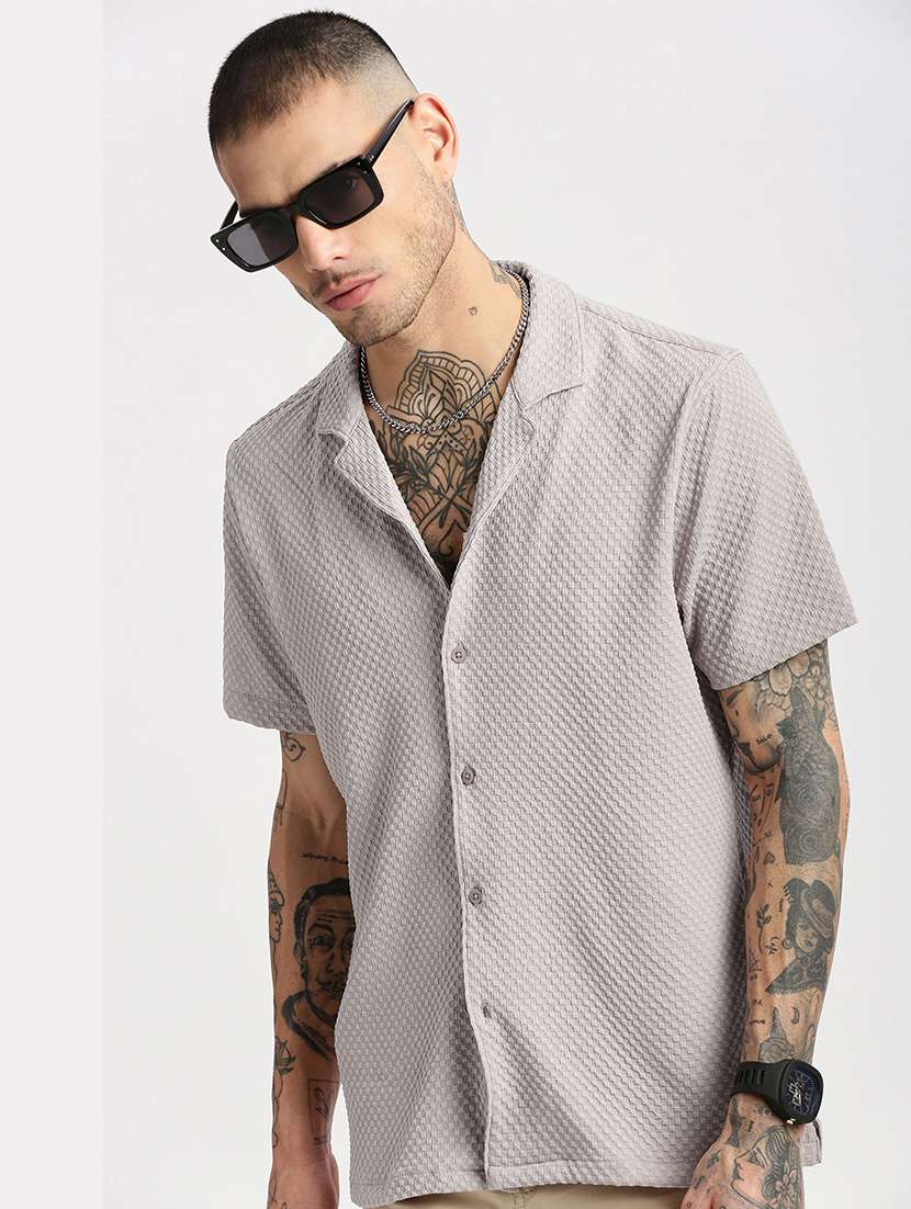 beige solid casual shirt - 21017902 -  Standard Image - 1