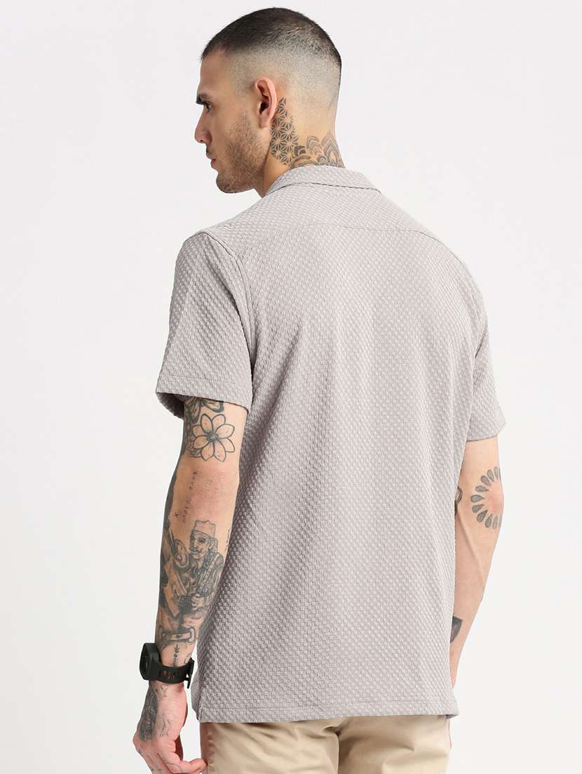 beige solid casual shirt - 21017902 - Standard Image - 4