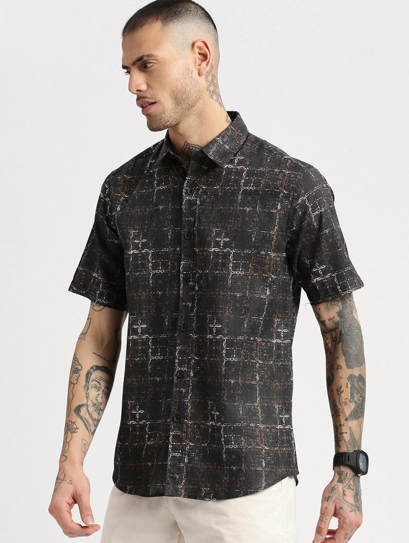 black printed casual shirt - 21017906 - Standard Image - 1