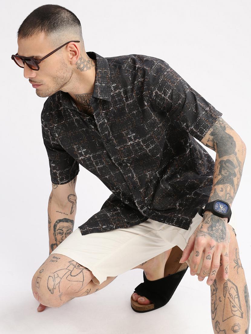 black printed casual shirt - 21017906 - Standard Image - 4